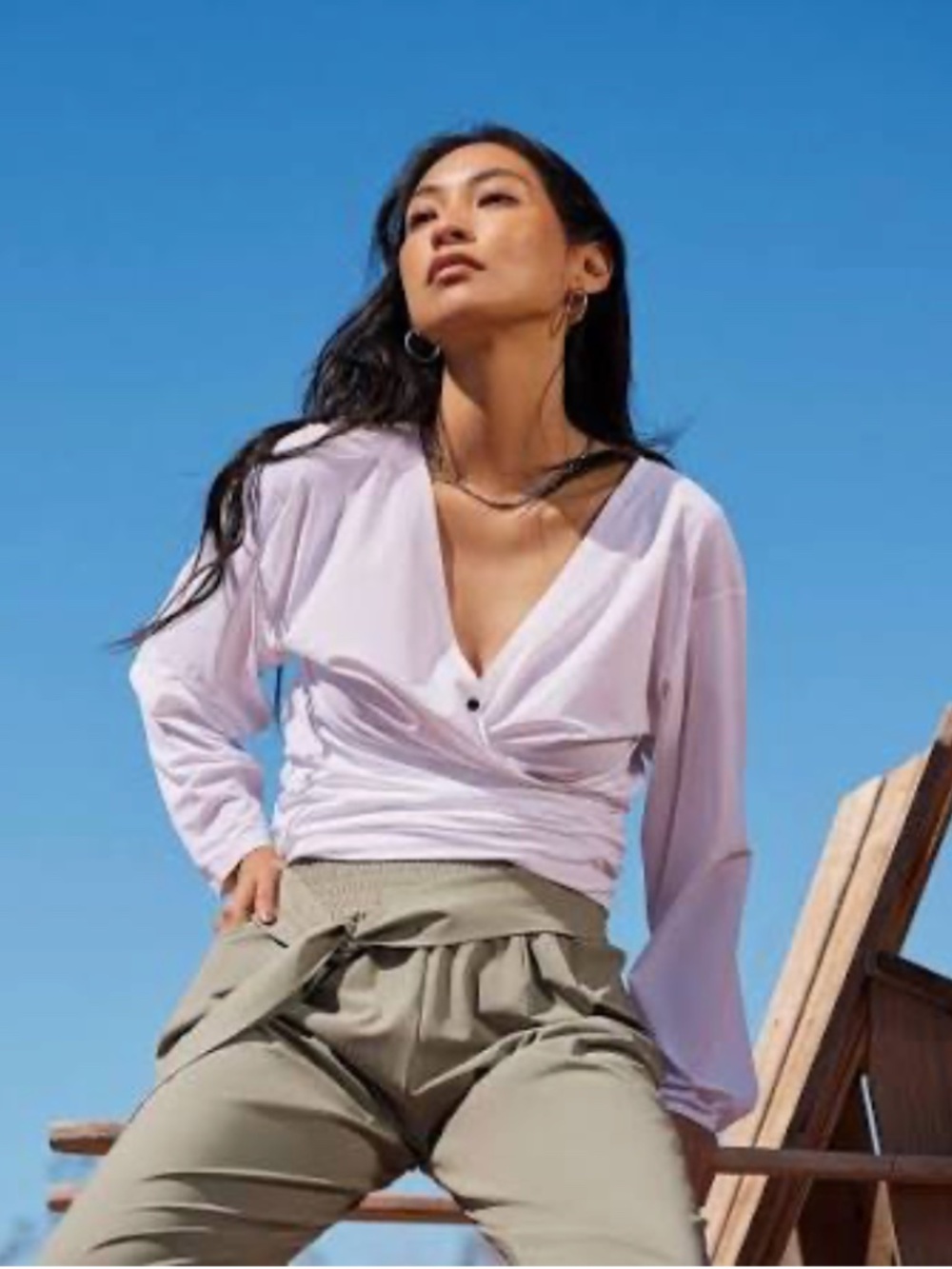 ADAY That's A Wrap Top, White, Size M